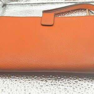 Michael Kors Adele Double-Zip Gold-Tone Wristlet in Deep Orange